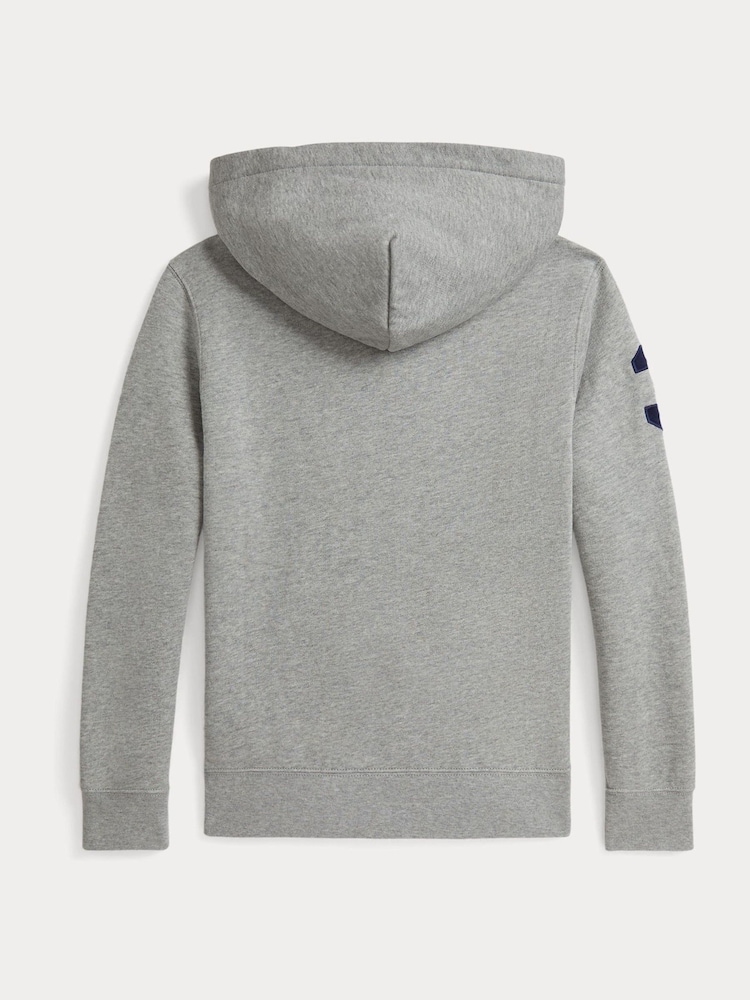 Polo Ralph Lauren Grey Varsity Logo Jersey Hoodie - Image 6 of 6 Polo Ralph Lauren Grey Varsity Logo Jersey Hoodie - Image 6 of 6