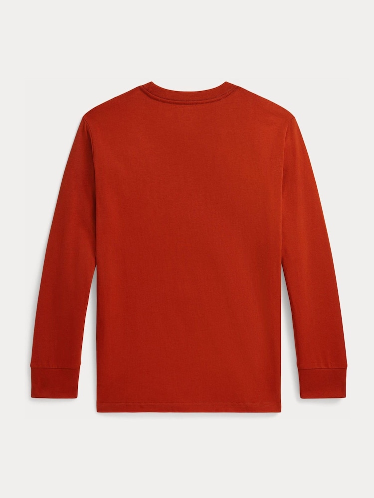 Polo Ralph Lauren Orange Logo Long Sleeve Jersey T-Shirt - Image 2 of 2 Polo Ralph Lauren Orange Logo Long Sleeve Jersey T-Shirt - Image 2 of 2