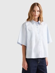 Benetton Blue Boxy Fit Logo Shirt - Image 1 of 3