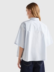 Benetton Blue Boxy Fit Logo Shirt - Image 2 of 3