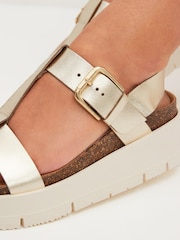 Gold Forever Comfort® Leather T-Bar Flatform Sandals - Image 2 of 7