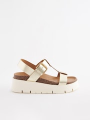 Gold Forever Comfort® Leather T-Bar Flatform Sandals - Image 4 of 7