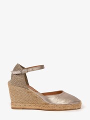 Penelope Chilvers Silver Mary Jane Metallic Leather Espadrilles - Image 1 of 5