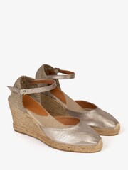 Penelope Chilvers Silver Mary Jane Metallic Leather Espadrilles - Image 2 of 5