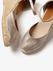 Penelope Chilvers Silver Mary Jane Metallic Leather Espadrilles - Image 4 of 5
