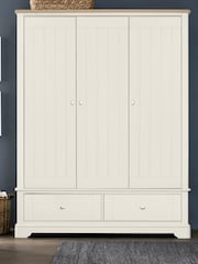 Chalk White Hampton Painted Oak Triple, 2 Drawers Wardrobe - Image 2 of 9