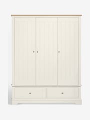 Chalk White Hampton Painted Oak Triple, 2 Drawers Wardrobe - Image 3 of 9