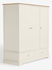 Chalk White Hampton Painted Oak Triple, 2 Drawers Wardrobe - Image 6 of 9