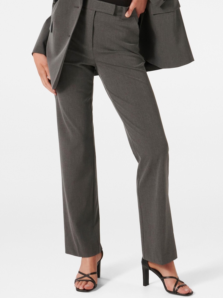 Forever New Grey Stacey Slim Straight Leg Trousers - Image 1 of 5