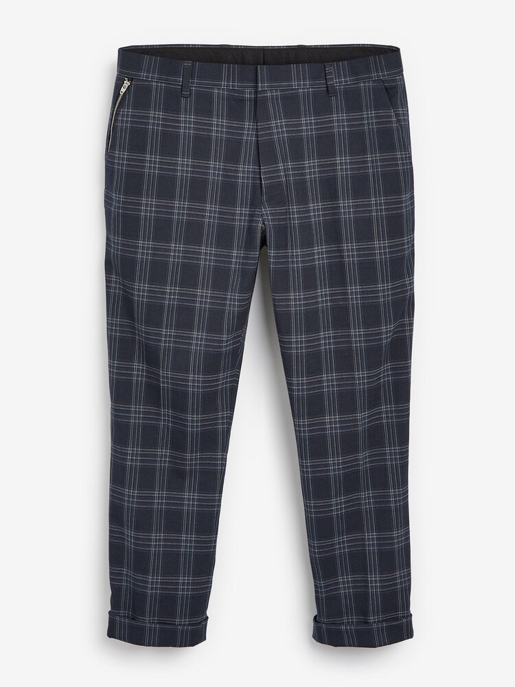 Blue Check Slim Trousers - Image 1 of 2