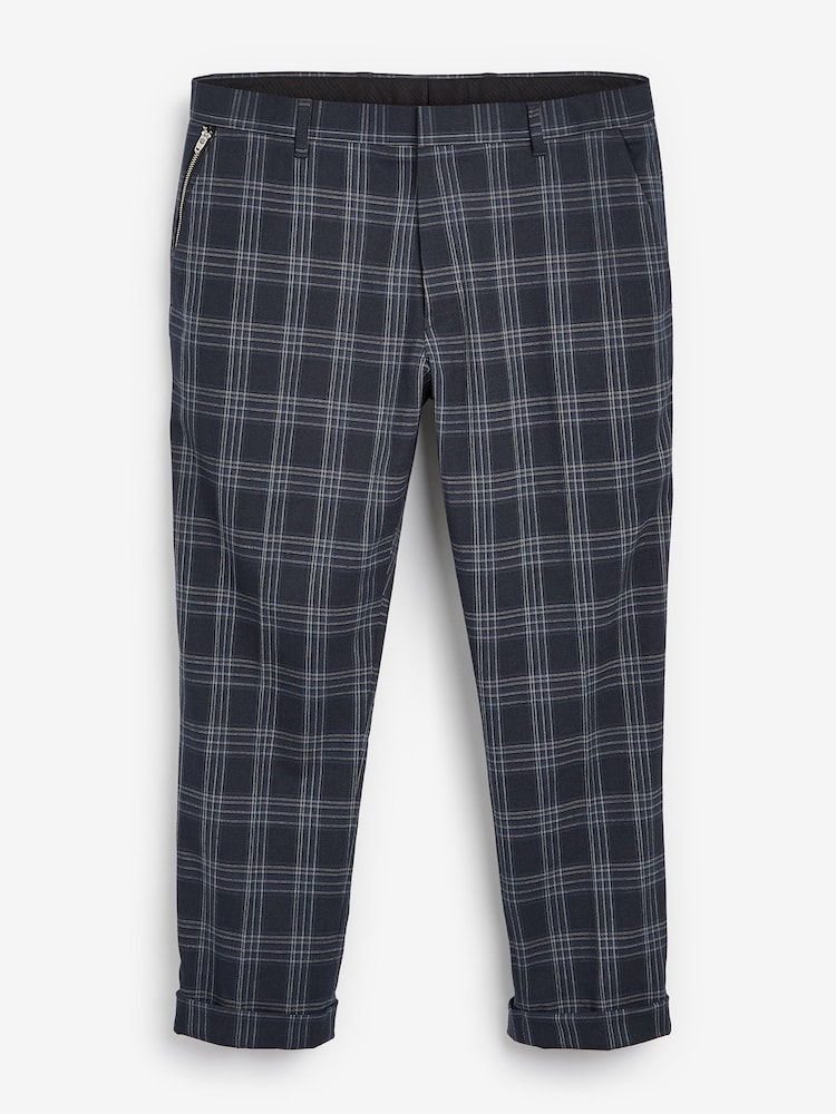 Blue Check Slim Trousers - Image 1 of 2 Blue Check Slim Trousers - Image 1 of 2