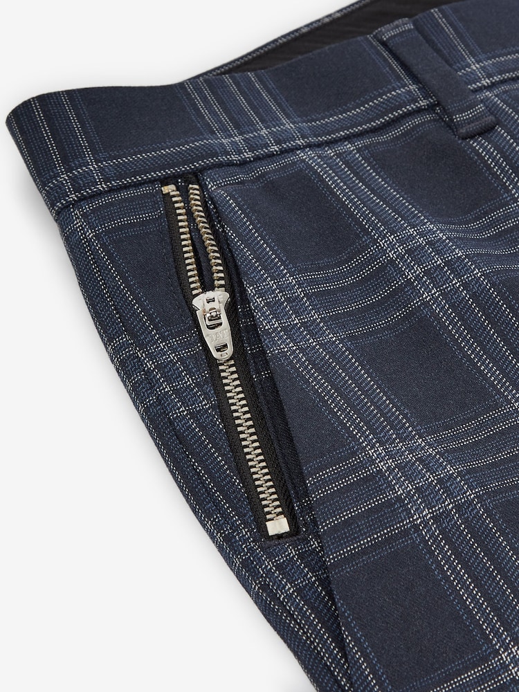 Blue Check Slim Trousers - Image 2 of 2 Blue Check Slim Trousers - Image 2 of 2