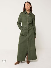 أخضر - PixieGirl Petite Denim Maxi Dress - صورة 2 من 6