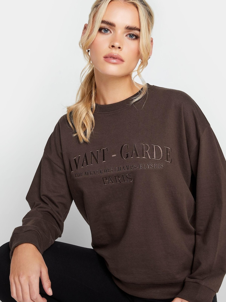 PixieGirl Petite Brown Embroidered Sweatshirt - Image 6 of 6