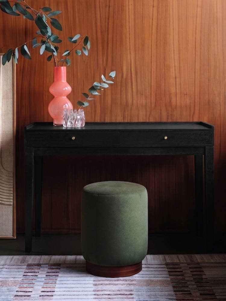 Swoon Black Newham Mango Wood 2 Drawer Desk - Image 1 of 8 Swoon Black Newham Mango Wood 2 Drawer Desk - Image 1 of 8