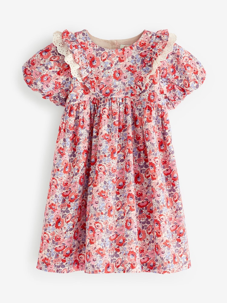 Cath Kidston Red Floral Lace Trim Dress (3mths-8yrs) - Image 1 of 3
