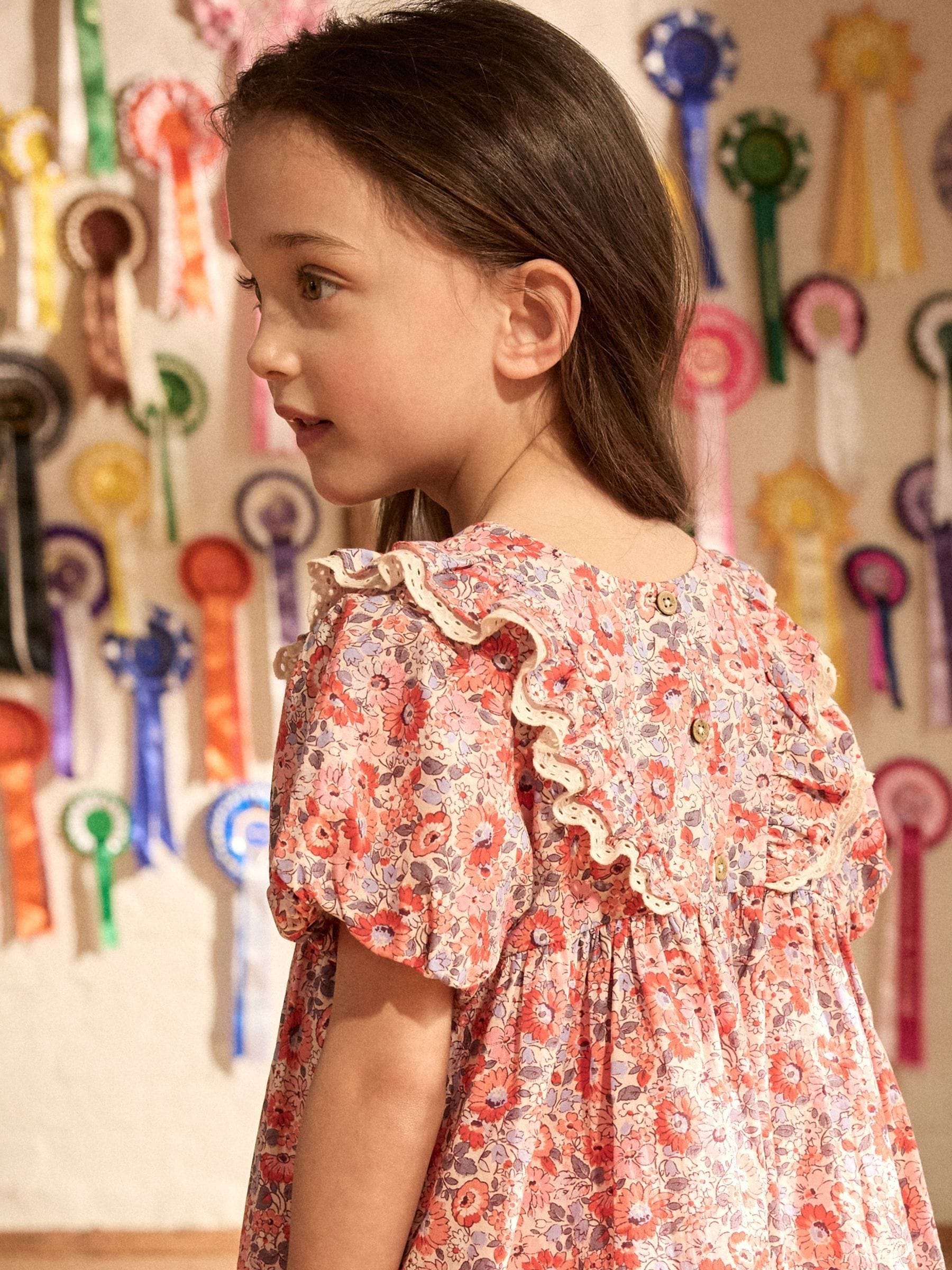 Girls Cath Kidston Red Floral Lace Trim Dress 3mths 8yrs Red