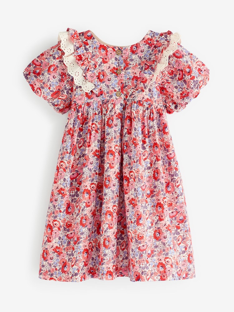 Cath Kidston Red Floral Lace Trim Dress (3mths-8yrs) - Image 2 of 3