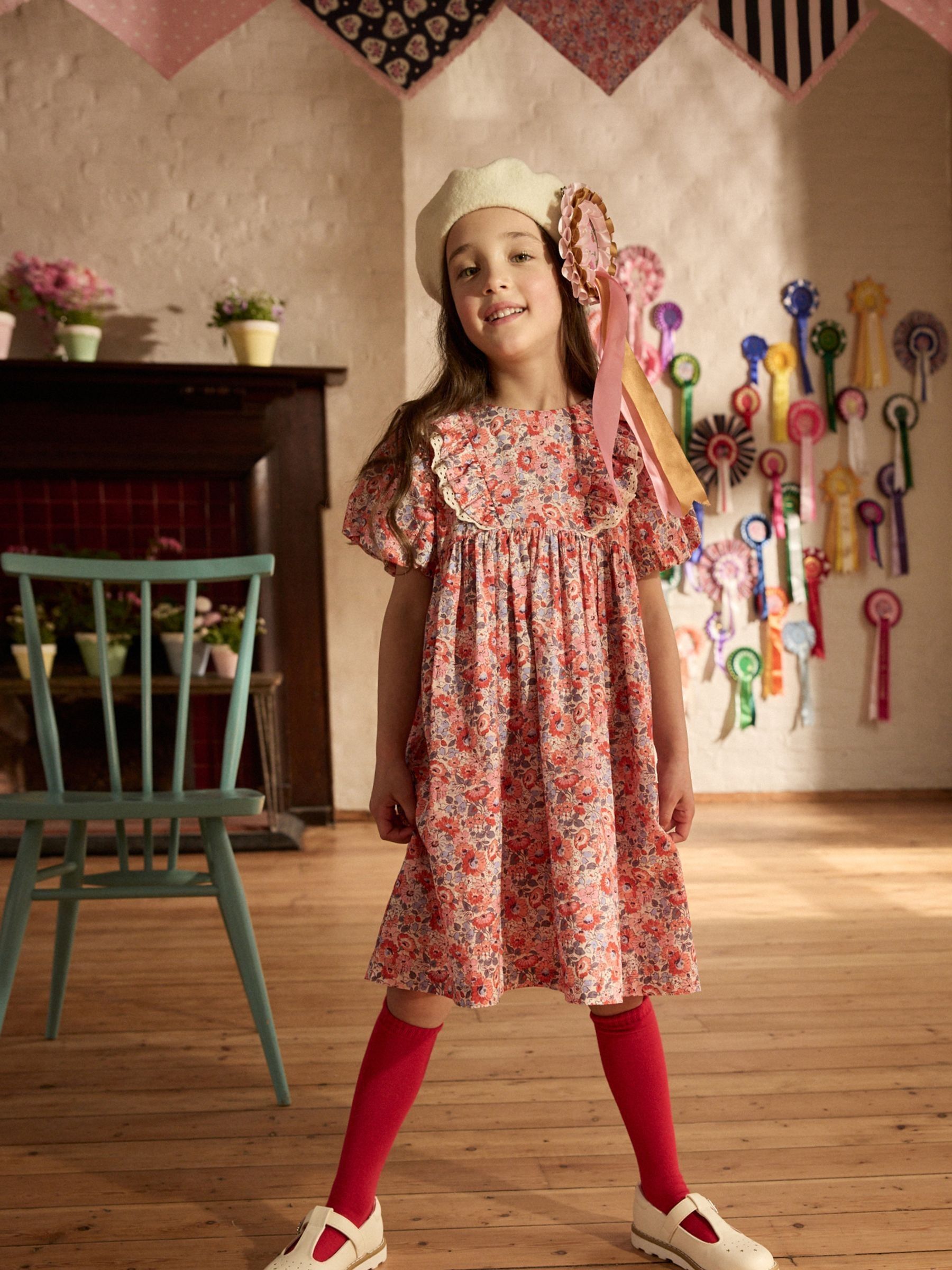Girls Cath Kidston Red Floral Lace Trim Dress 3mths 8yrs Red