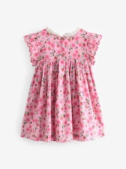 Cath Kidston Pink Strawberry Embroidered Shirred Frill Sleeve Summer Dress (3mths-8yrs) - Image 10 of 11