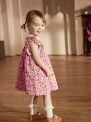 Cath Kidston Pink Strawberry Embroidered Shirred Frill Sleeve Summer Dress (3mths-8yrs) - Image 3 of 11