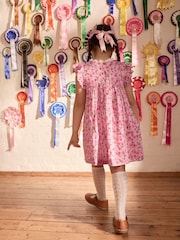 Cath Kidston Pink Strawberry Embroidered Shirred Frill Sleeve Summer Dress (3mths-8yrs) - Image 5 of 11
