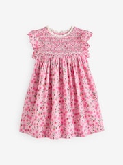 Cath Kidston Pink Strawberry Embroidered Shirred Frill Sleeve Summer Dress (3mths-8yrs) - Image 9 of 11