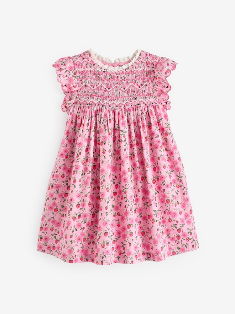 وردي بتصميم الفراولة من Cath Kidston - فستان صيفي مطرز بكُم كشكشة بتصميم مجمع (3 أشهر-8 سنوات) - Image 9 of 11