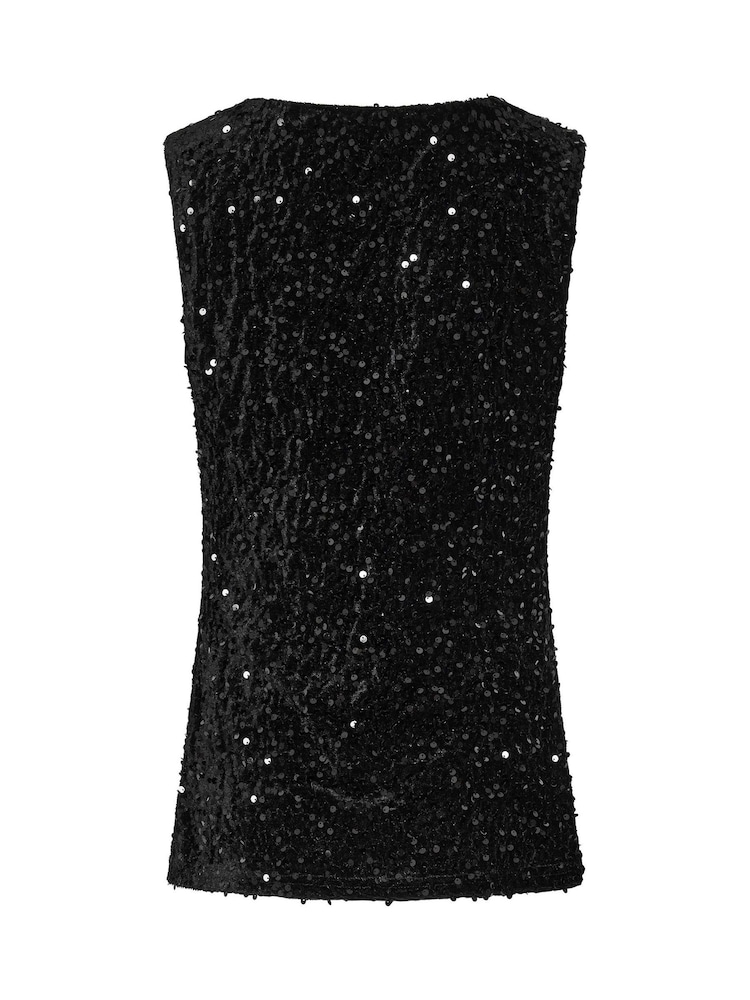 Long Tall Sally Black Sequin Velvet Cowl Neck Top - Image 6 of 6 Long Tall Sally Black Sequin Velvet Cowl Neck Top - Image 6 of 6