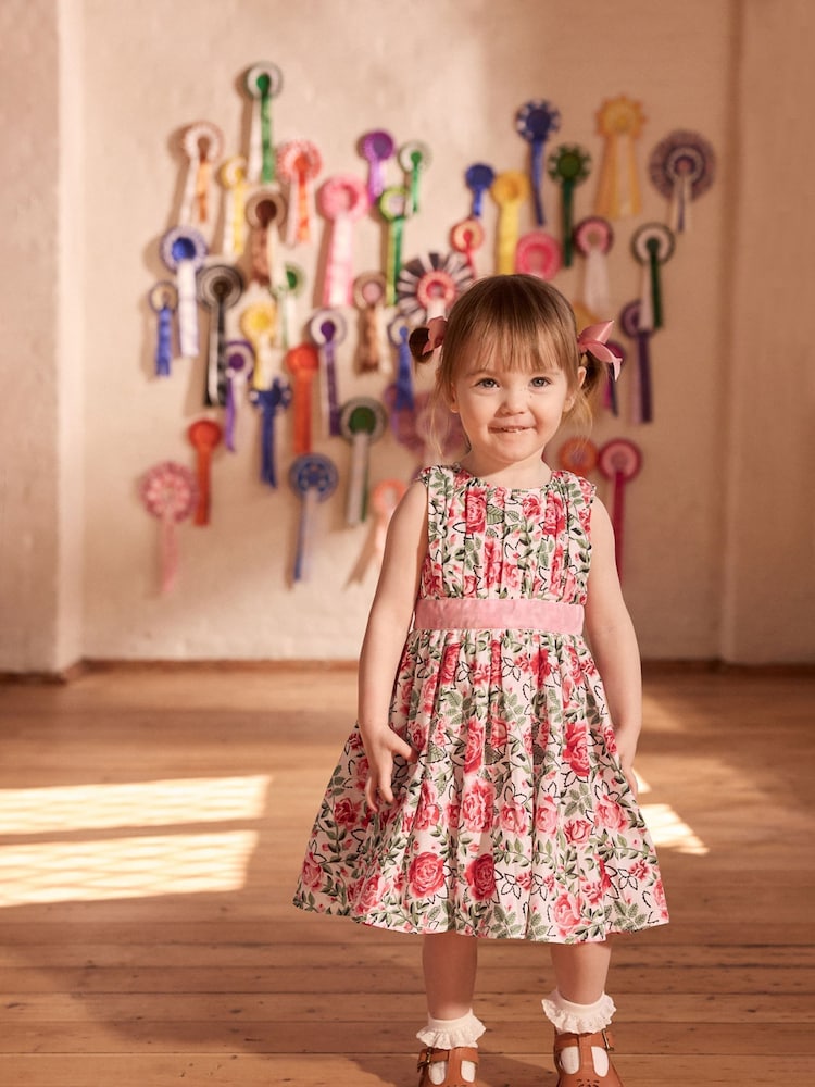 Cath Kidston Pink Floral Tie Back Party Dress (3mths-8yrs) - Image 1 of 8