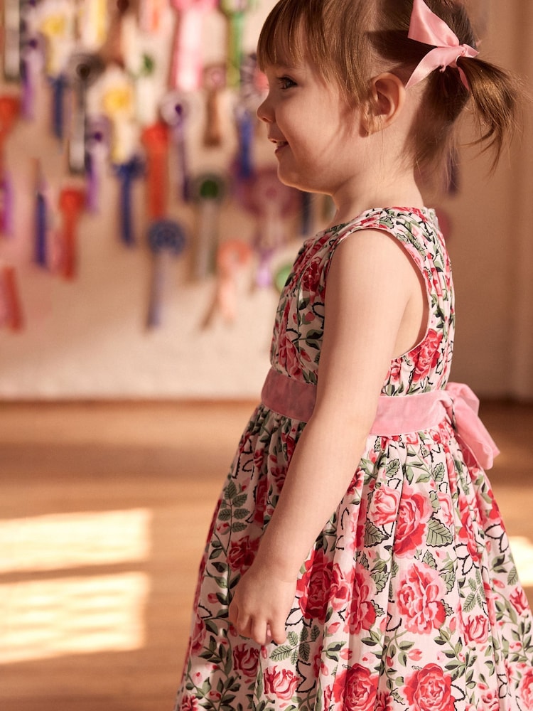 Cath Kidston Pink Floral Tie Back Party Dress (3mths-8yrs) - Image 2 of 8