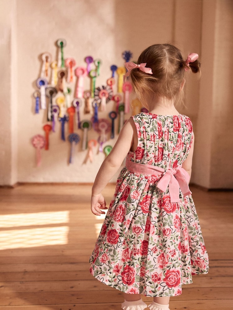 Cath Kidston Pink Floral Tie Back Party Dress (3mths-8yrs) - Image 3 of 8