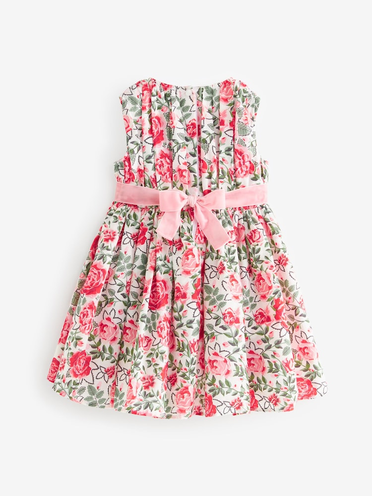 Cath Kidston Pink Floral Tie Back Party Dress (3mths-8yrs) - Image 5 of 8