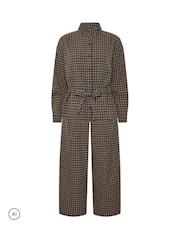 PixieGirl Petite Brown Check Tie Waist Shacket & Trousers Set - Image 6 of 6
