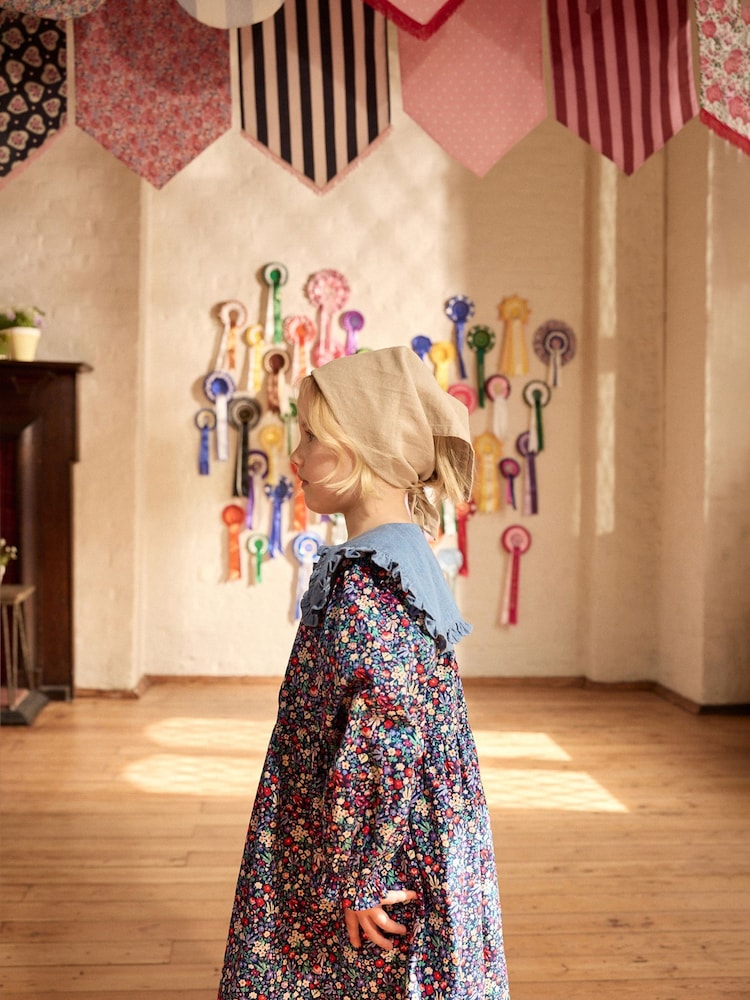 Cath Kidston Navy Ditsy Floral Long Sleeve Collar 100% Cotton Dress (3mths-8yrs) - Image 2 of 9