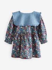 Cath Kidston Navy Ditsy Floral Long Sleeve Collar 100% Cotton Dress (3mths-8yrs) - Image 7 of 9