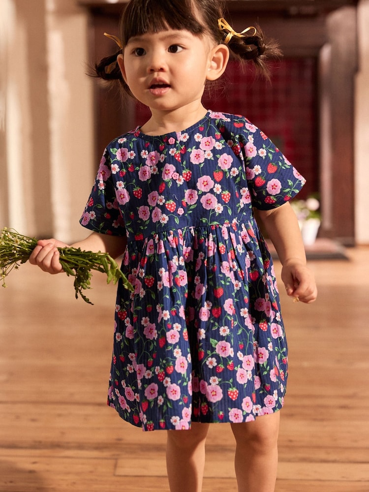 Navy Floral Relaxed Summer Dress (3mths-8yrs) - Image 1 of 7