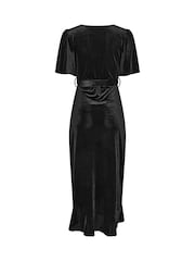 M&Co Black Velvet Wrap Ruffle Dress - Image 6 of 6
