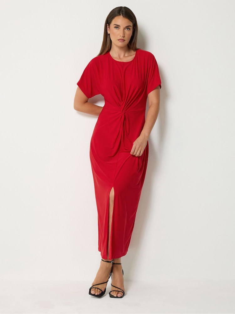 Қызыл - Long Tall Sally түйінмен безендірілген миди көйлек - 6суретінің 1 суреті