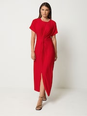 Қызыл - Long Tall Sally түйінмен безендірілген миди көйлек - 6суретінің 2 суреті