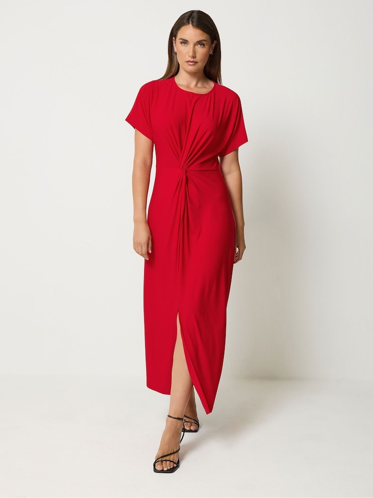 Қызыл - Long Tall Sally түйінмен безендірілген миди көйлек - 6суретінің 2 суреті