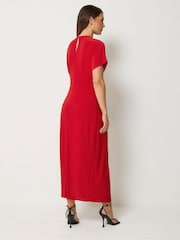 Қызыл - Long Tall Sally түйінмен безендірілген миди көйлек - 6суретінің 3 суреті