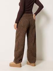 PixieGirl Petite Brown Animal Print Barrel Jeans - Image 3 of 6