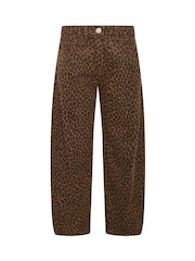 PixieGirl Petite Brown Animal Print Barrel Jeans - Image 5 of 6