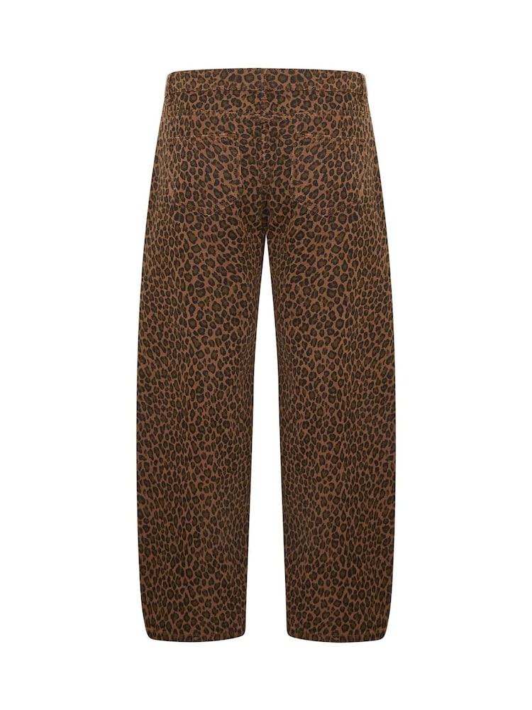 PixieGirl Petite Brown Animal Print Barrel Jeans - Image 6 of 6 PixieGirl Petite Brown Animal Print Barrel Jeans - Image 6 of 6