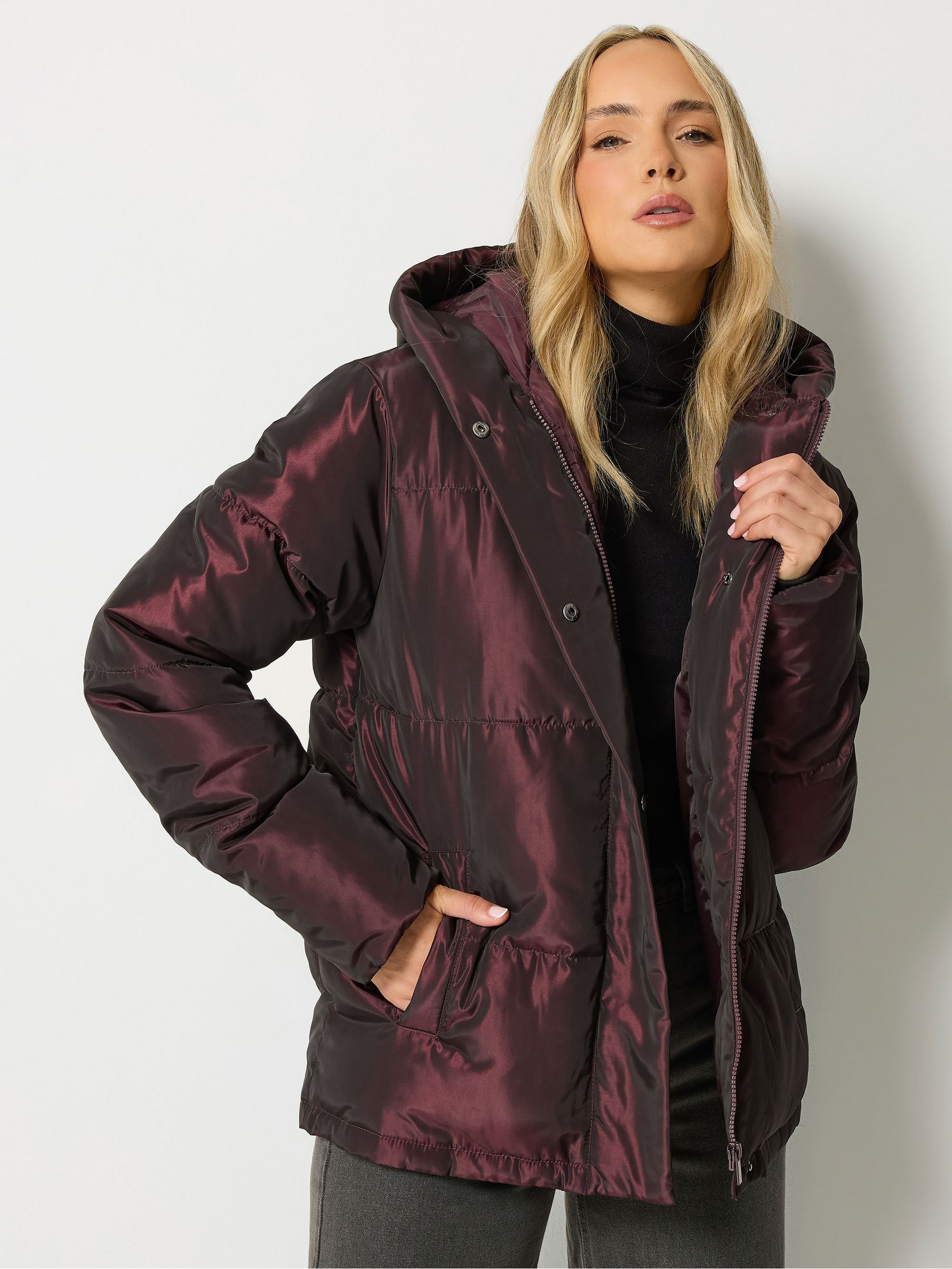Long Tall Sally Women's Dark Red Tall Padded Coat In | Size: 20 - Image 3
