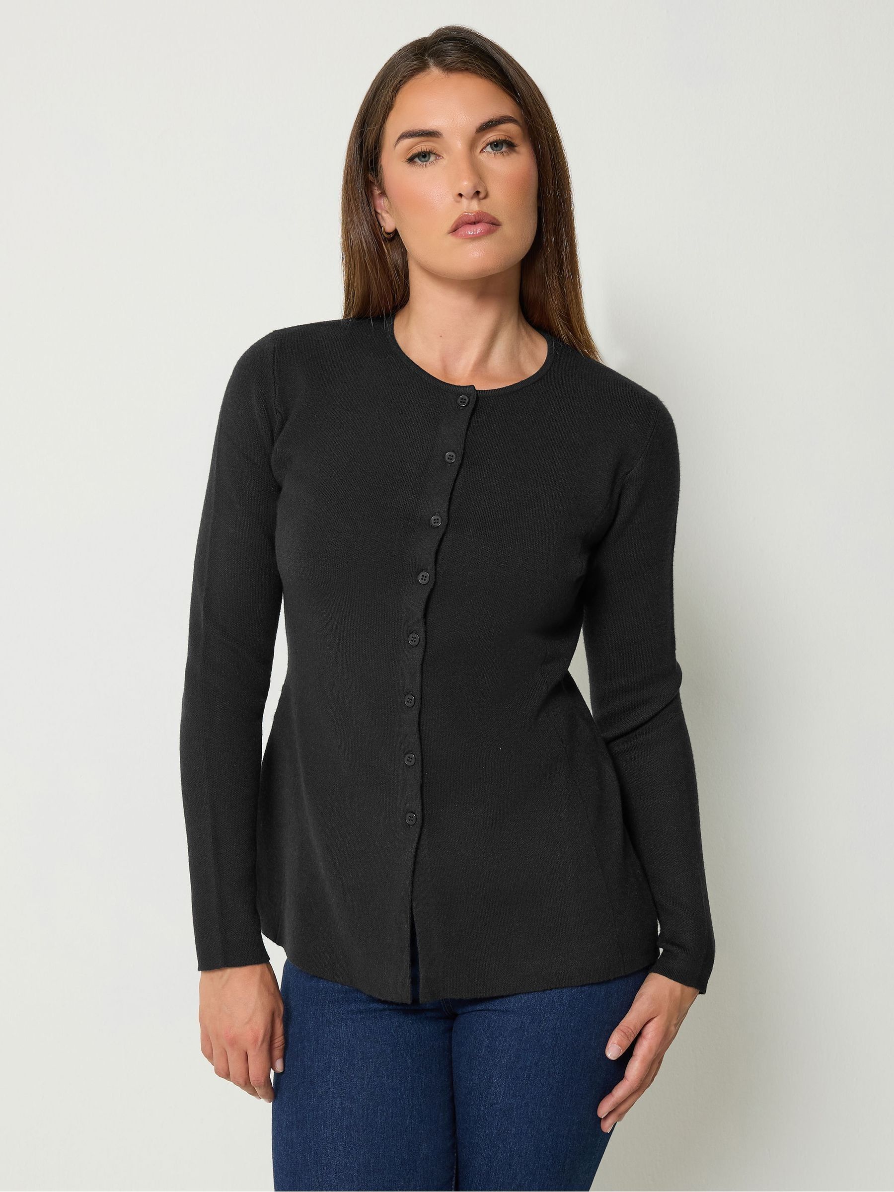 Long Tall Sally Women's Black Lts Peplum Knitted Cardigan - Image 3