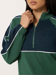 PixieGirl Petite Green Colour Block Quarter Zip Sweatshirt - Image 4 of 6