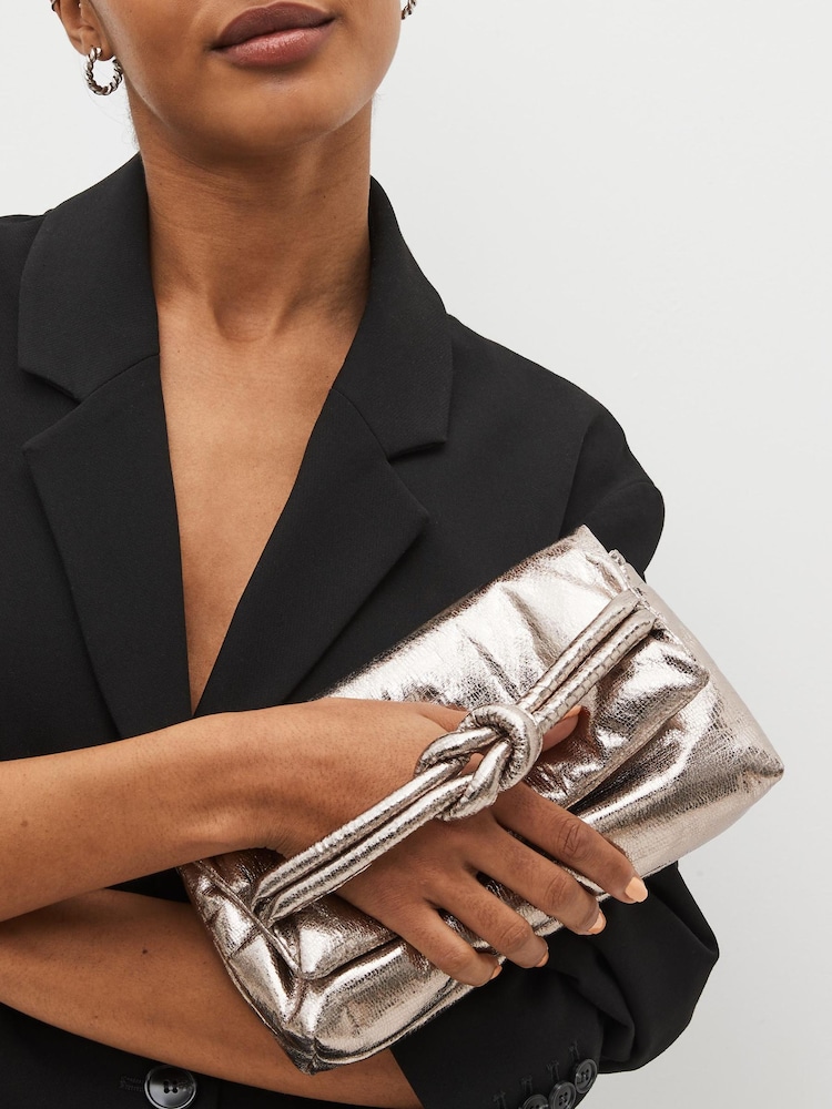 Anthrazit/Silber - Squishy Clutch mit Knotendetail - Bild 1 von 8