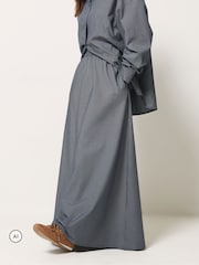 PixieGirl Petite Blue Micro Check Maxi Skirt - Image 2 of 6